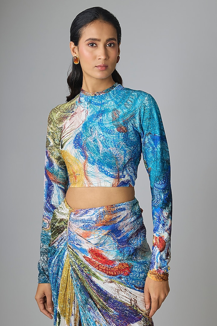 Multi-Colored Poly Florence Chiffon Skirt Set by Saaksha & Kinni at Pernia's Pop Up Shop