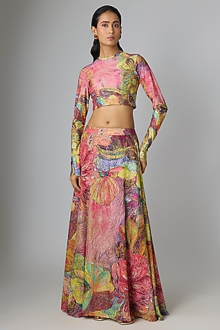 Multi-Colored Cambric Skirt Set by Saaksha & Kinni