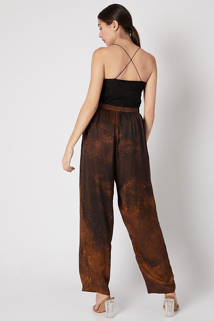 Brown Abstract Printed Trousers by Saaksha & Kinni at Pernia's Pop Up Shop
