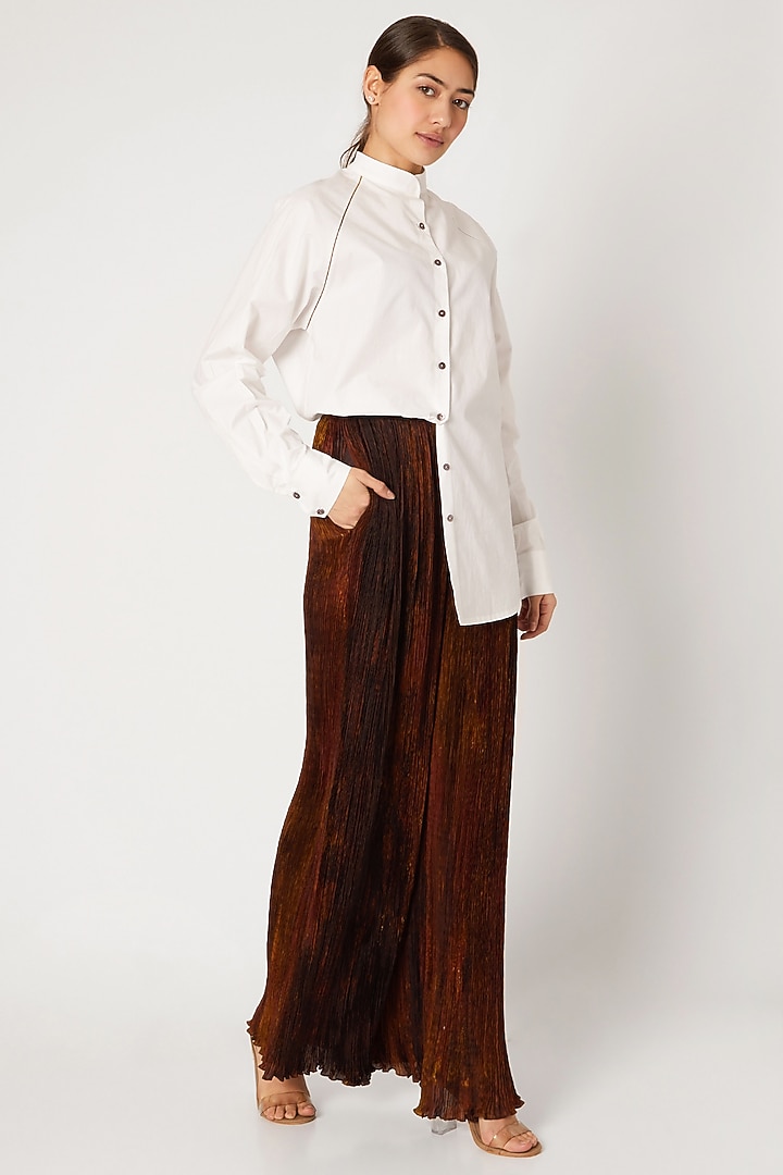 White Shirt With Chinese Collar by Saaksha & Kinni at Pernia's Pop Up Shop