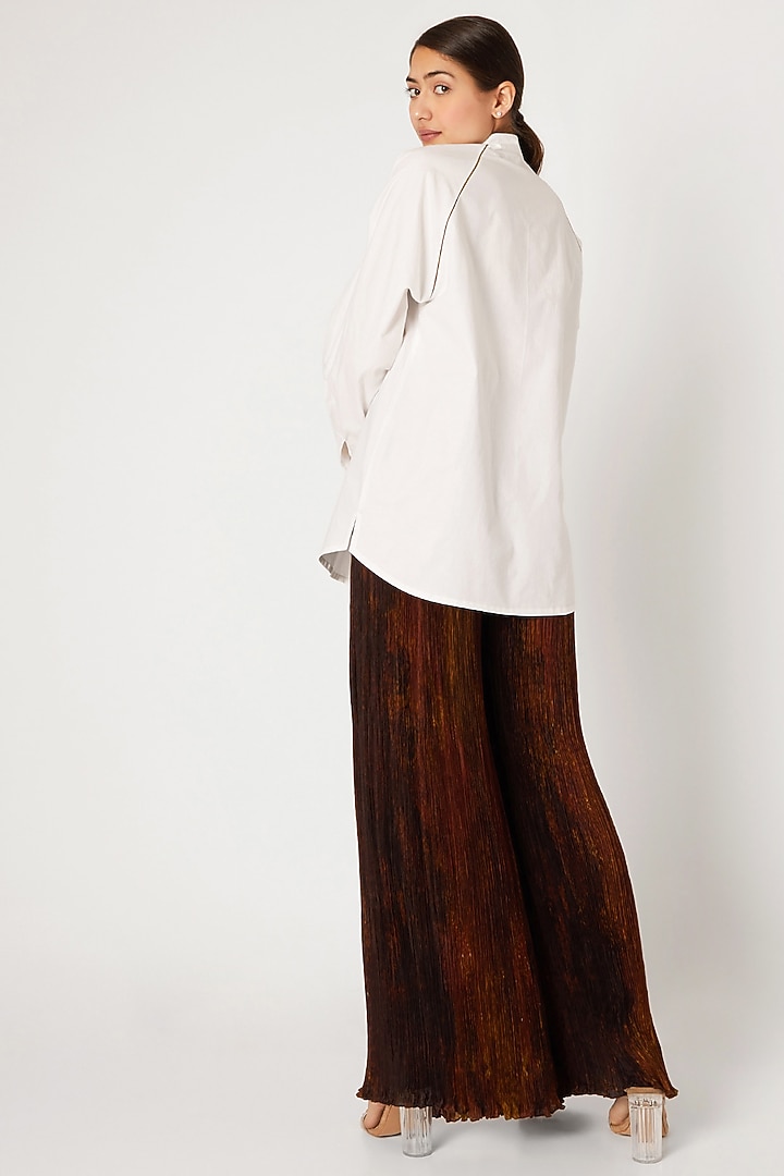 White Shirt With Chinese Collar by Saaksha & Kinni at Pernia's Pop Up Shop