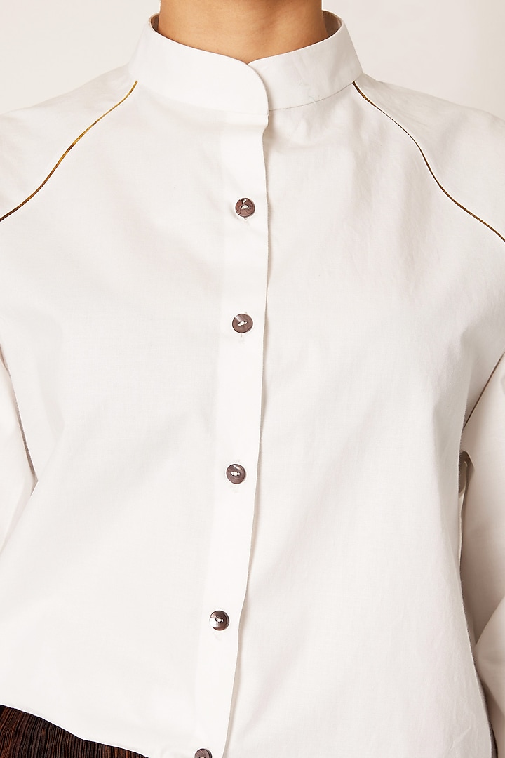 White Shirt With Chinese Collar by Saaksha & Kinni at Pernia's Pop Up Shop
