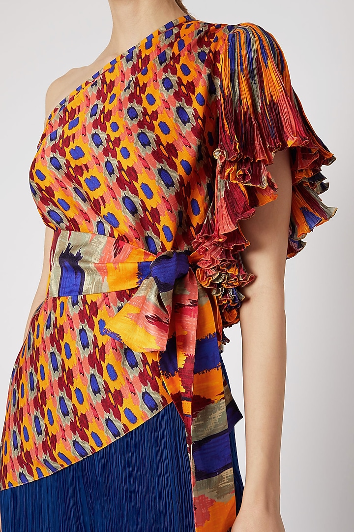 Yellow Embroidered Top With Belt by Saaksha & Kinni at Pernia's Pop Up Shop