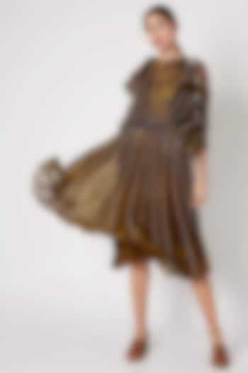 Gold Printed Kalidar Vacation Dress by Saaksha & Kinni at Pernia's Pop Up Shop