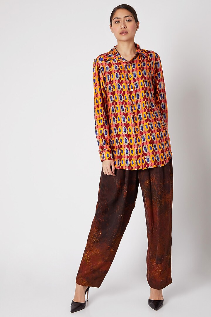 Yellow Floral Printed Shirt by Saaksha & Kinni at Pernia's Pop Up Shop