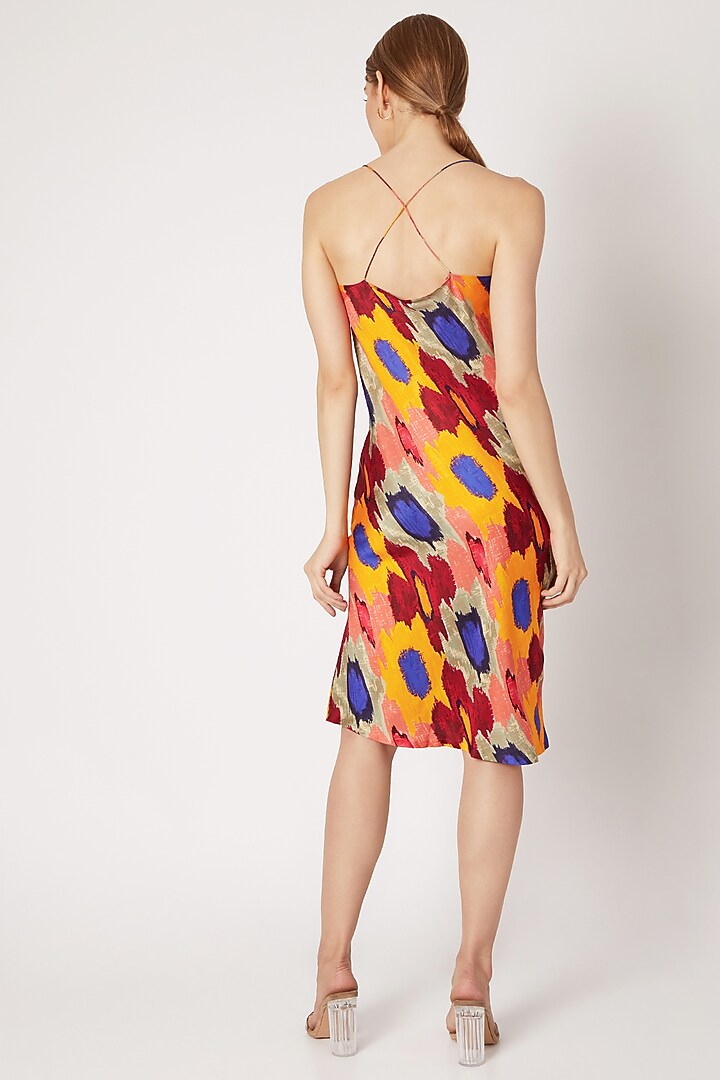 Yellow Ikat Floral Printed Summer Dress by Saaksha & Kinni at Pernia's Pop Up Shop