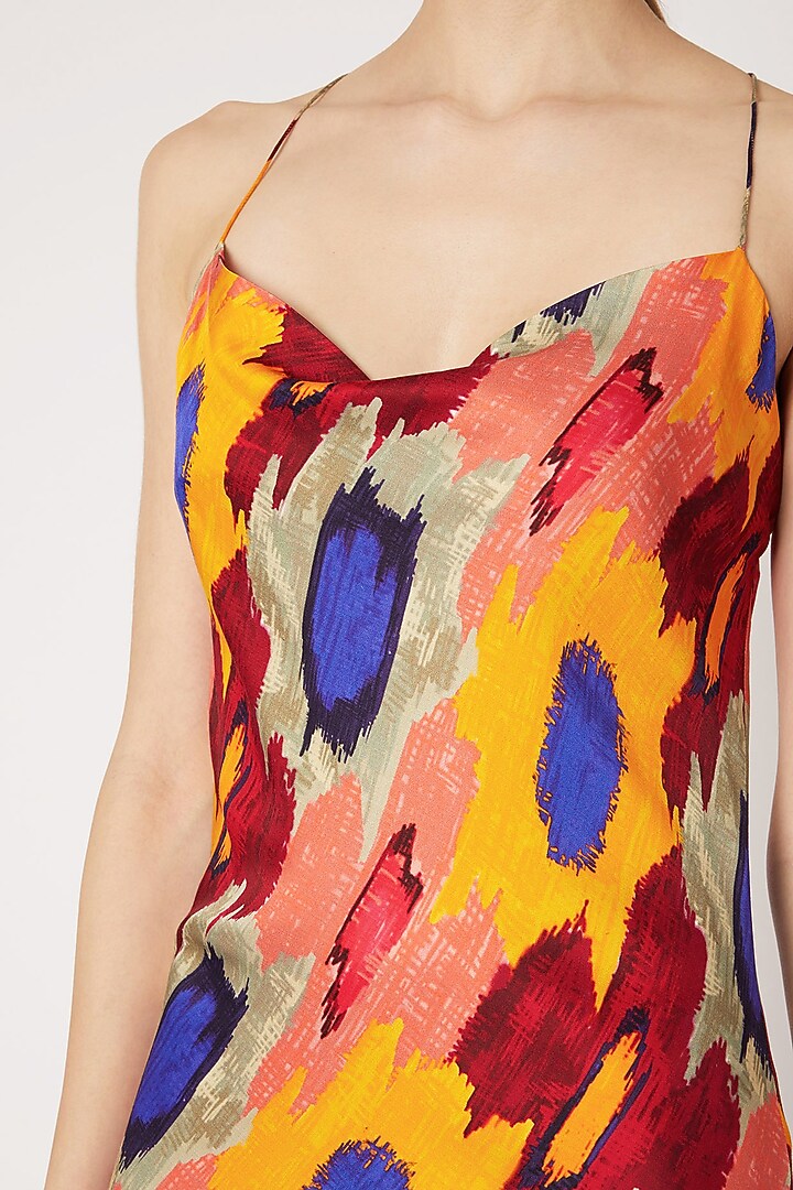 Yellow Ikat Floral Printed Summer Dress by Saaksha & Kinni at Pernia's Pop Up Shop