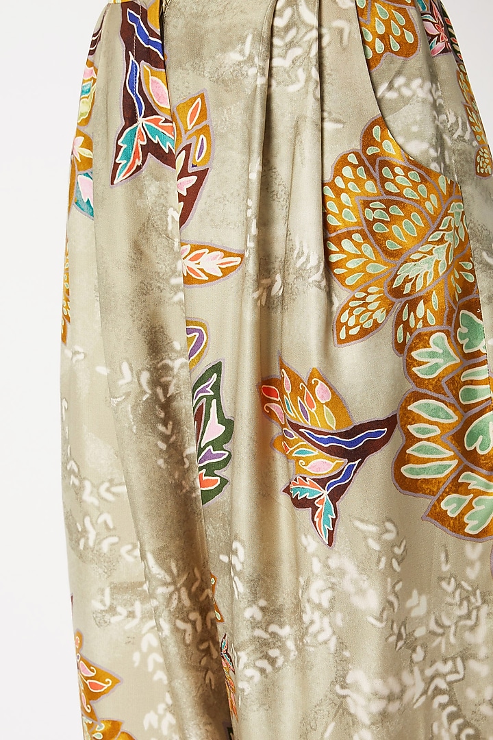 Gold Floral Print Trousers by Saaksha & Kinni at Pernia's Pop Up Shop