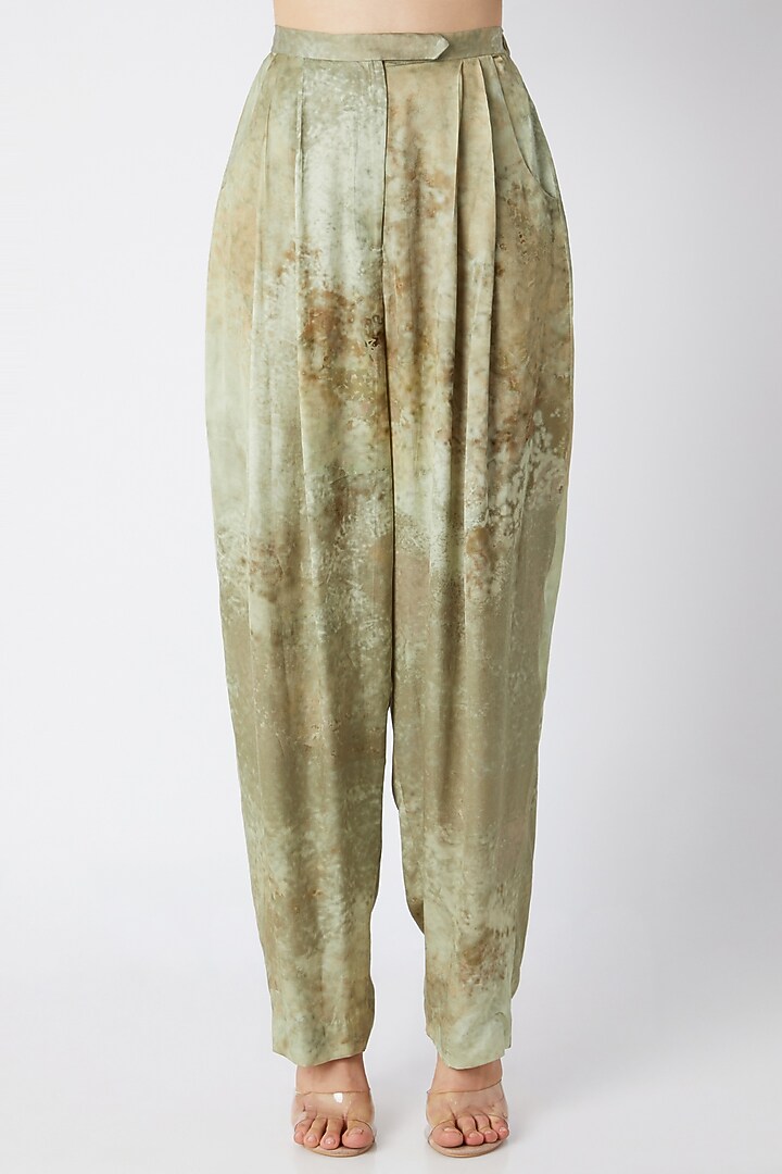 Gold Abstract Printed Trousers by Saaksha & Kinni at Pernia's Pop Up Shop