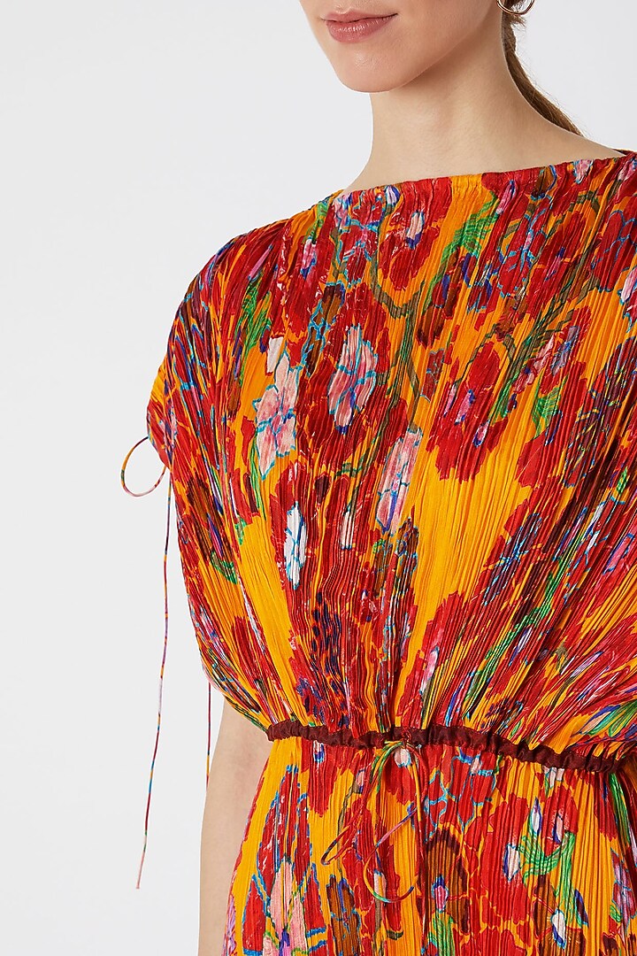 Orange Blouse With Floral Print by Saaksha & Kinni at Pernia's Pop Up Shop