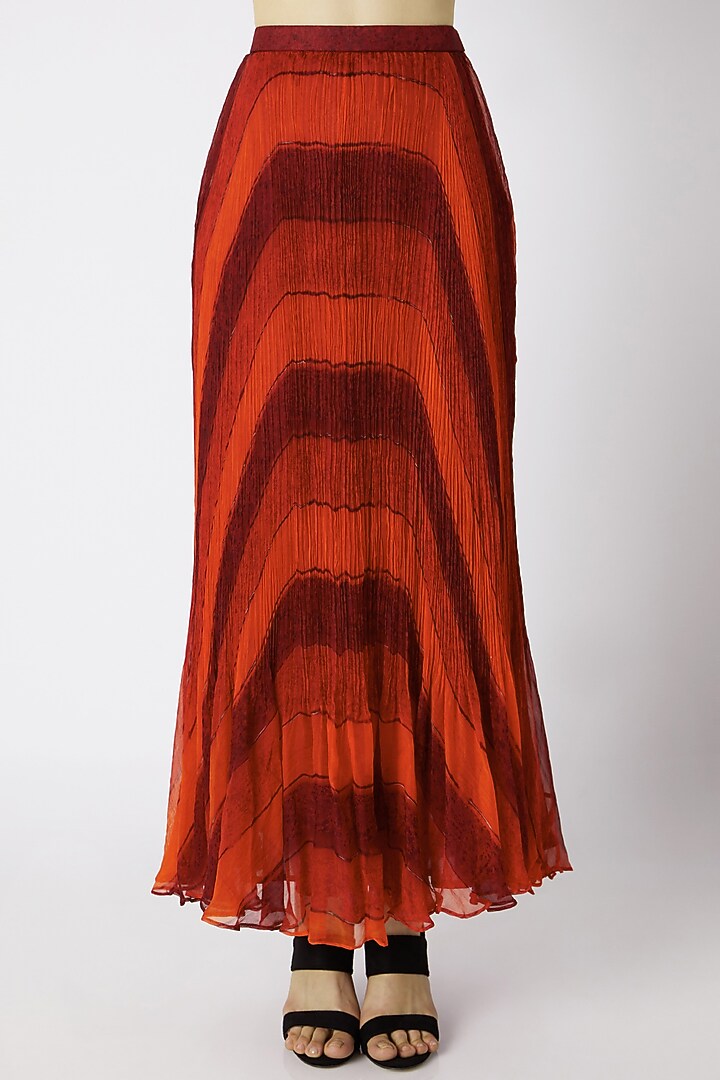 Red Micro Pleated Skirt by Saaksha & Kinni at Pernia's Pop Up Shop