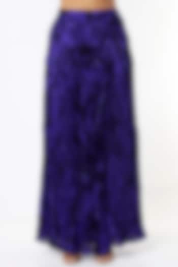 Purple Chiffon Hand Micro Pleated Skirt by Saaksha & Kinni