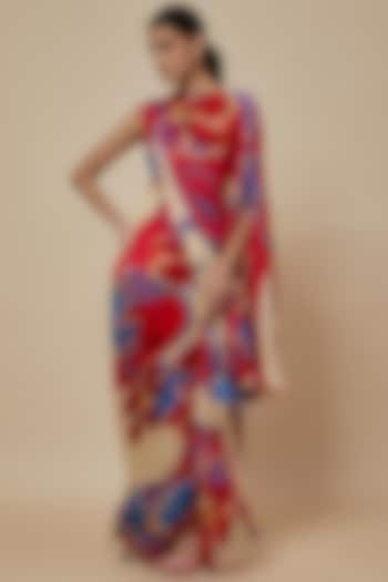 Red Shimmer Crush Ikat Printed Kaftan Dress by Saaksha & Kinni at Pernia's Pop Up Shop