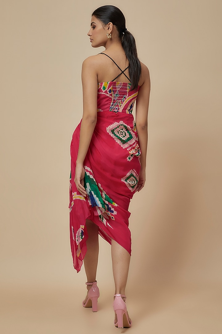 Pink Satin & Cotton Silk Paisley Printed Midi Vacation Dress by Saaksha & Kinni at Pernia's Pop Up Shop