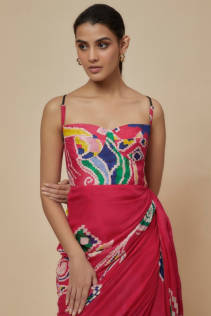 Pink Satin & Cotton Silk Paisley Printed Midi Vacation Dress by Saaksha & Kinni at Pernia's Pop Up Shop