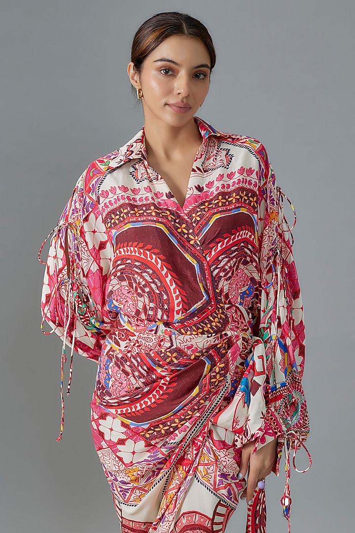 Multi-Colored Habutai Paisley Printed Asmmetric Vacation Dress by Saaksha & Kinni at Pernia's Pop Up Shop