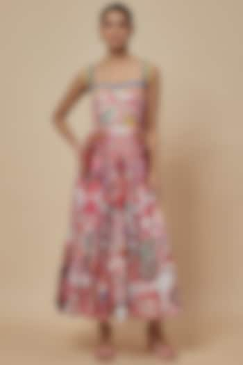 Multi-Colored Cambric Paisley Printed Midi Dress by Saaksha & Kinni at Pernia's Pop Up Shop