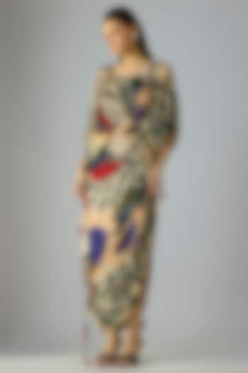 Multi-Colored Cotton Silk Abstract Floral Printed Vacation Dress by Saaksha & Kinni at Pernia's Pop Up Shop
