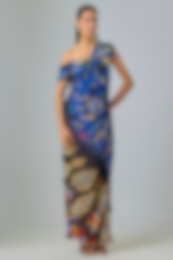 Black Chiffon Aztec Printed Maxi Vacation Dress by Saaksha & Kinni at Pernia's Pop Up Shop