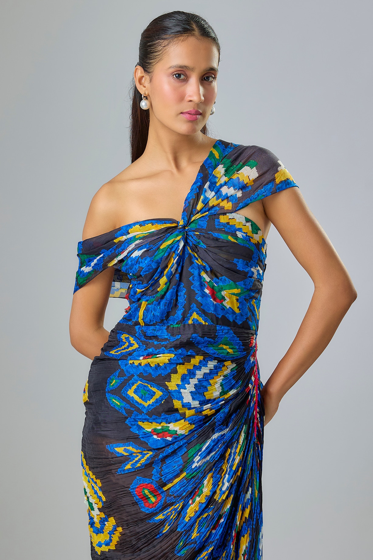 Black Chiffon Aztec Printed Maxi Vacation Dress by Saaksha & Kinni at Pernia's Pop Up Shop 2026 Black Chiffon Aztec Printed Maxi Vacation Dress by Saaksha & Kinni at Pernia's Pop Up Shop 2026