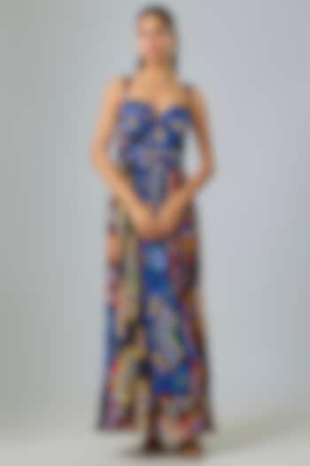Black Chiffon Aztec Printed Maxi Vacation Dress by Saaksha & Kinni at Pernia's Pop Up Shop