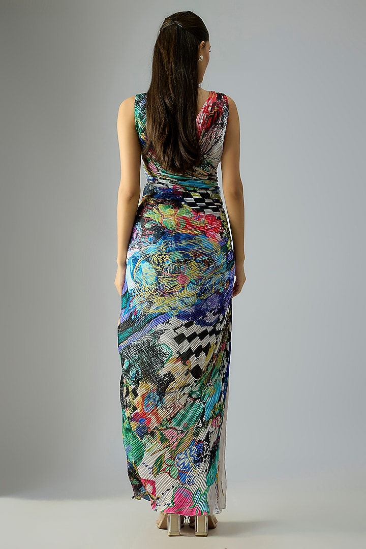 Multi-Colored Poly Florence Chiffon Abstract Floral Printed Vacation Dress by Saaksha & Kinni at Pernia's Pop Up Shop