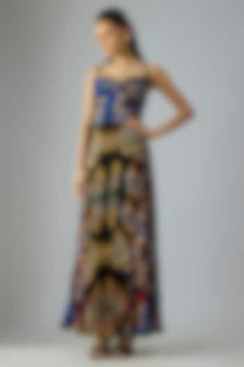 Black Chiffon Aztec Printed Maxi Vacation Dress by Saaksha & Kinni at Pernia's Pop Up Shop