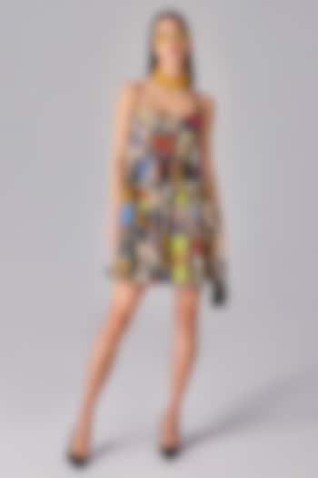 Multi-Colored Cambric Abstract Printed Mini Vacation Dress by Saaksha & Kinni at Pernia's Pop Up Shop