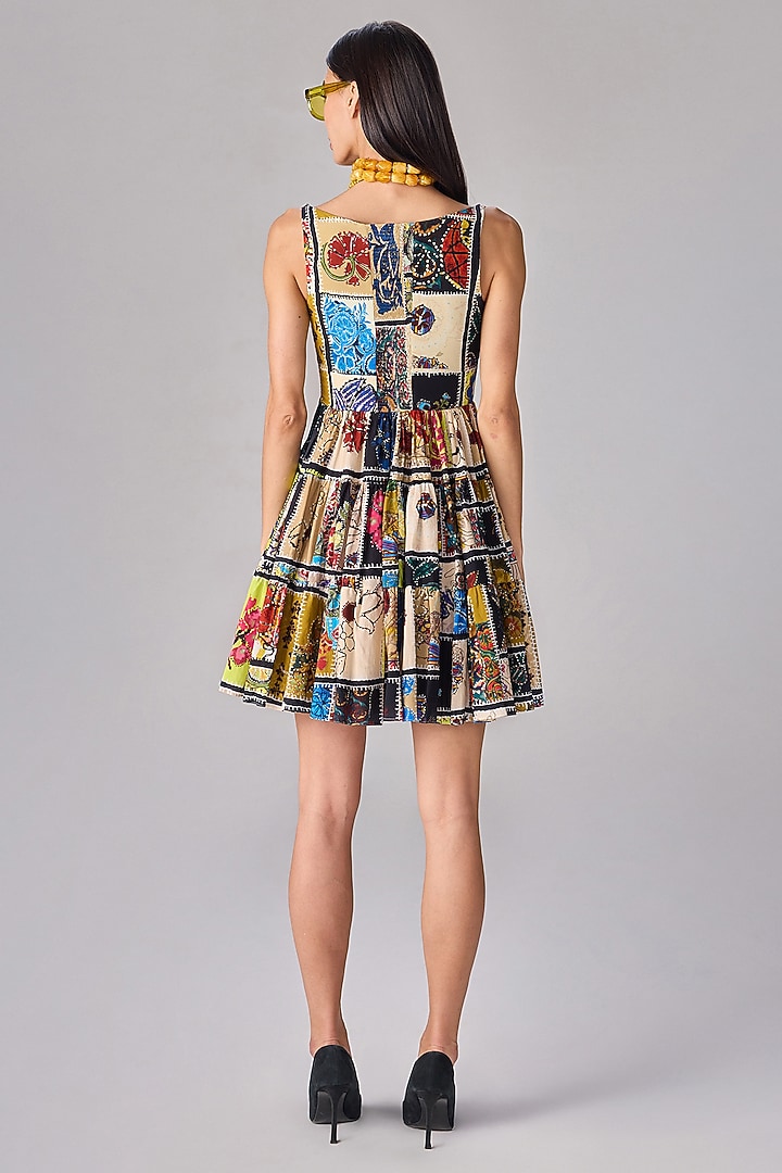 Multi-Colored Cambric Abstract Printed Mini Vacation Dress by Saaksha & Kinni at Pernia's Pop Up Shop