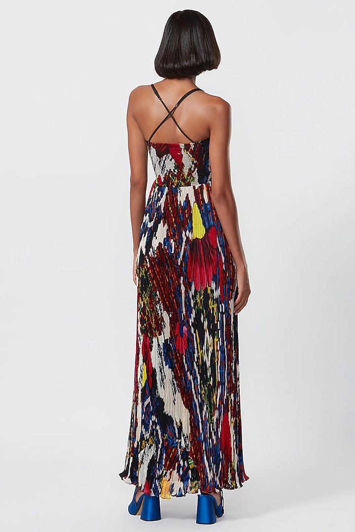 Multi-Colored Chiffon Abstract Floral Printed Maxi Vacation Dress by Saaksha & Kinni at Pernia's Pop Up Shop