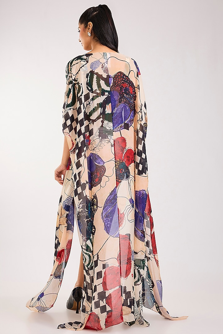 Multi-Colored Chiffon Printed Cape Set by Saaksha & Kinni at Pernia's Pop Up Shop