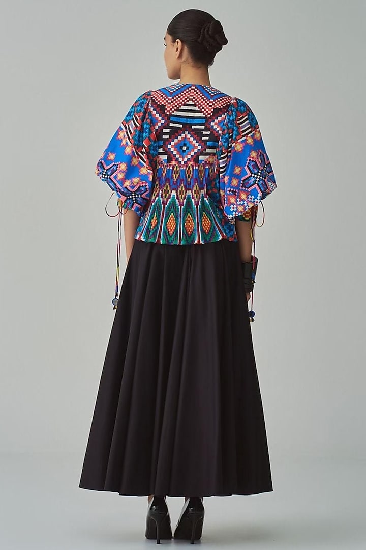 Multi-Colored Cambric Ikat Printed Blouse by Saaksha & Kinni at Pernia's Pop Up Shop