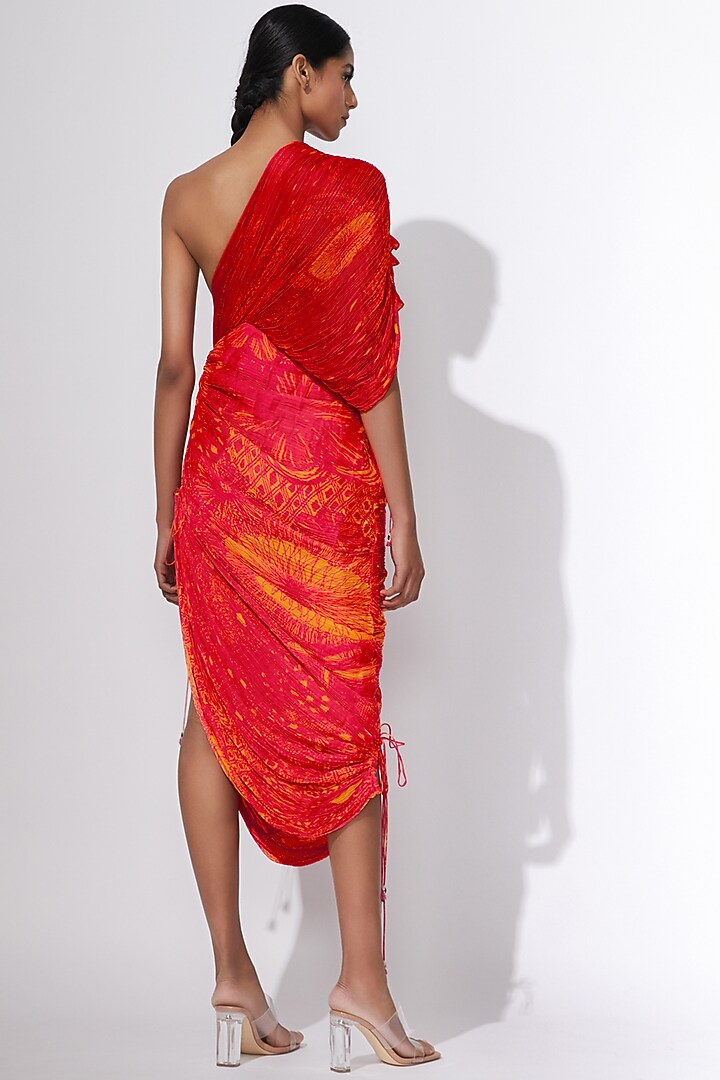 Pink & Yellow Chiffon Embroidered Vacation Dress by Saaksha & Kinni at Pernia's Pop Up Shop
