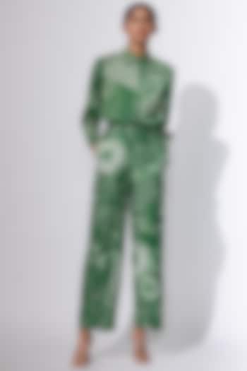 Green Abstract Printed Trousers by Saaksha & Kinni
