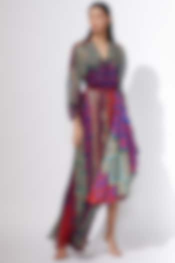 Multi Colored Printed & Pleated Dress With Inner by Saaksha & Kinni