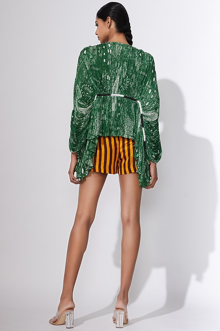 Mustard & Black Striped Shorts by Saaksha & Kinni at Pernia's Pop Up Shop