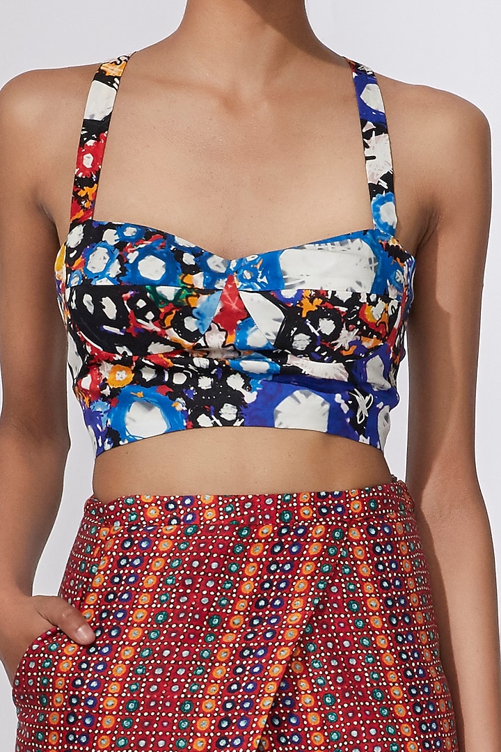 Blue Printed Bustier by Saaksha & Kinni at Pernia's Pop Up Shop