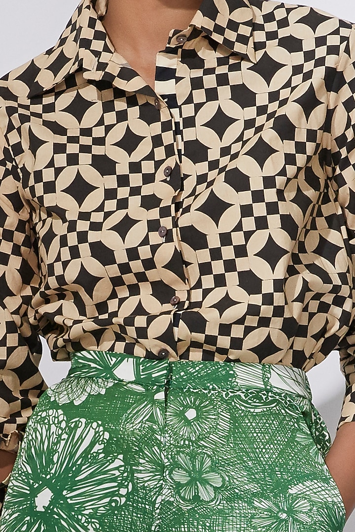 Beige Printed Shirt by Saaksha & Kinni at Pernia's Pop Up Shop