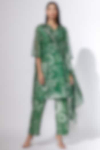 Green Floral Printed Trousers by Saaksha & Kinni