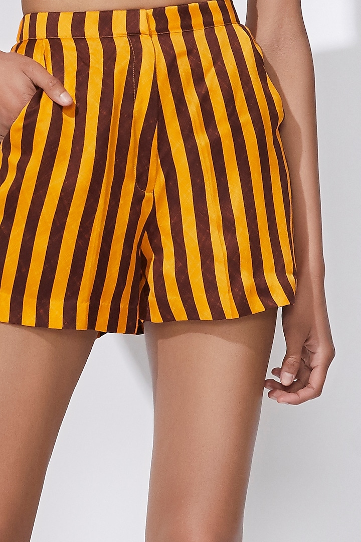 Mustard & Black Printed Shorts by Saaksha & Kinni at Pernia's Pop Up Shop