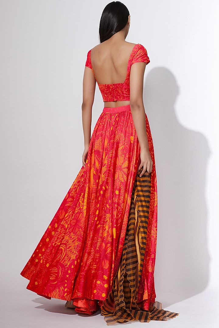 Pink & Yellow Embroidered & Printed Blouse by Saaksha & Kinni at Pernia's Pop Up Shop