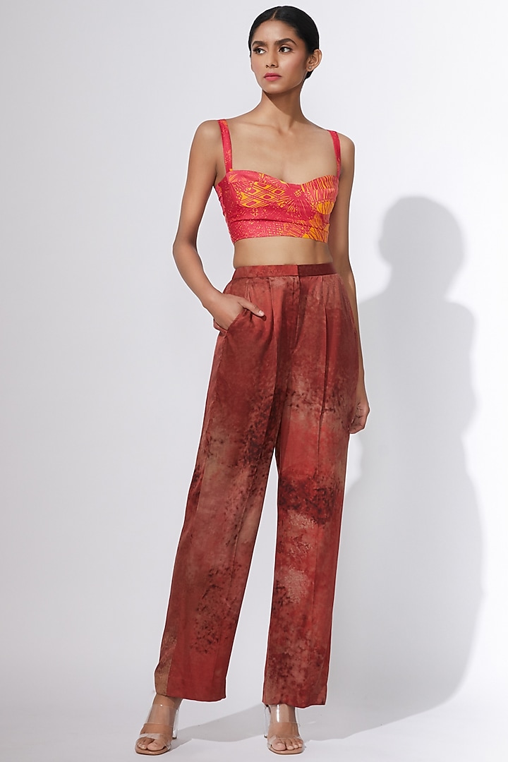Maroon Printed Trousers by Saaksha & Kinni