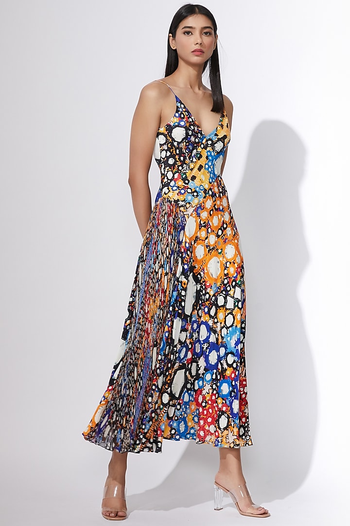 Blue Floral Printed Dress by Saaksha & Kinni