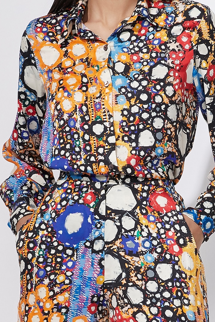 Blue Mirror Printed Shirt by Saaksha & Kinni at Pernia's Pop Up Shop