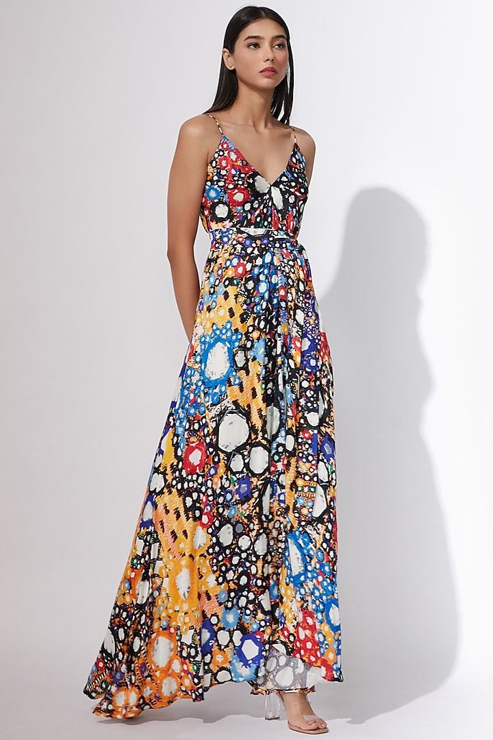 Blue Mirror Printed Dress by Saaksha & Kinni