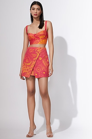 Pink & Yellow Printed Bustier by Saaksha & Kinni