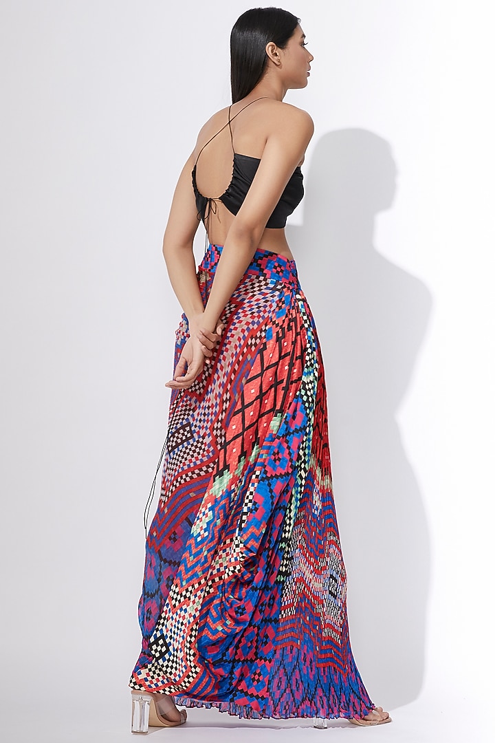 Multi-Colored Chiffon Abstract Printed Maxi Skirt by Saaksha & Kinni at Pernia's Pop Up Shop