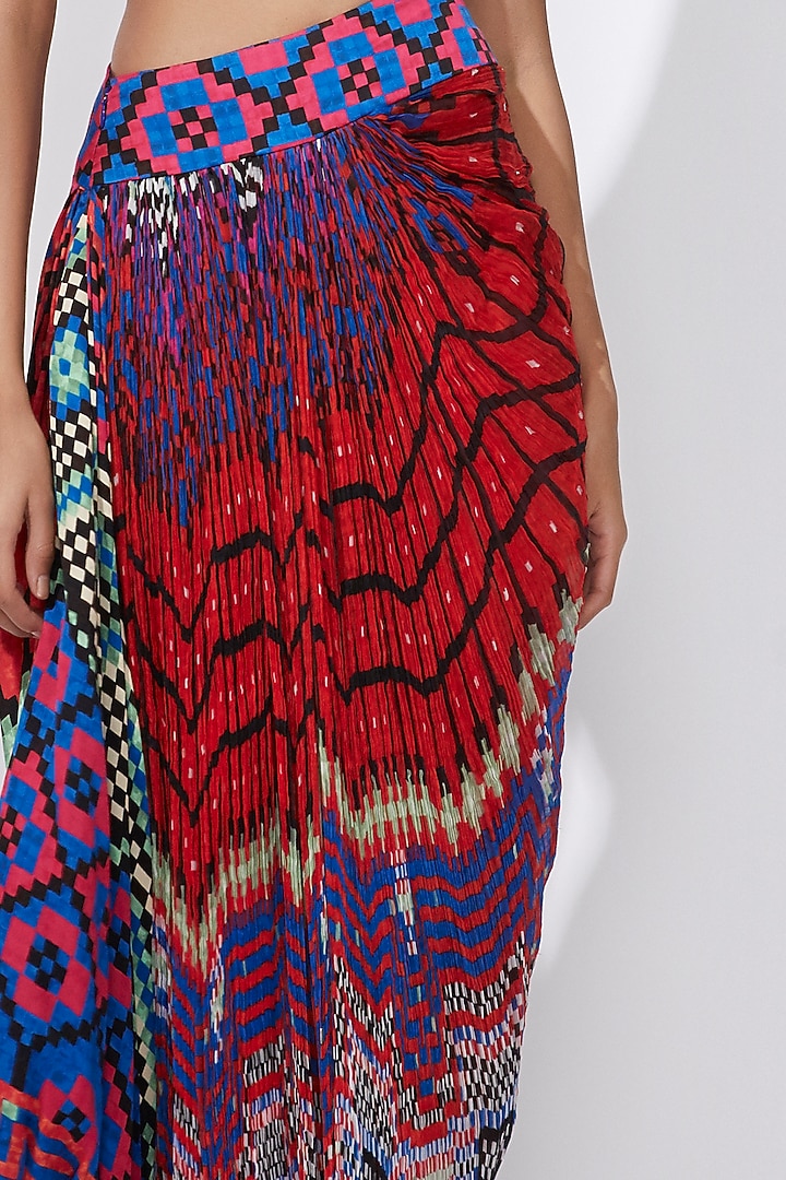 Multi-Colored Chiffon Abstract Printed Maxi Skirt by Saaksha & Kinni at Pernia's Pop Up Shop
