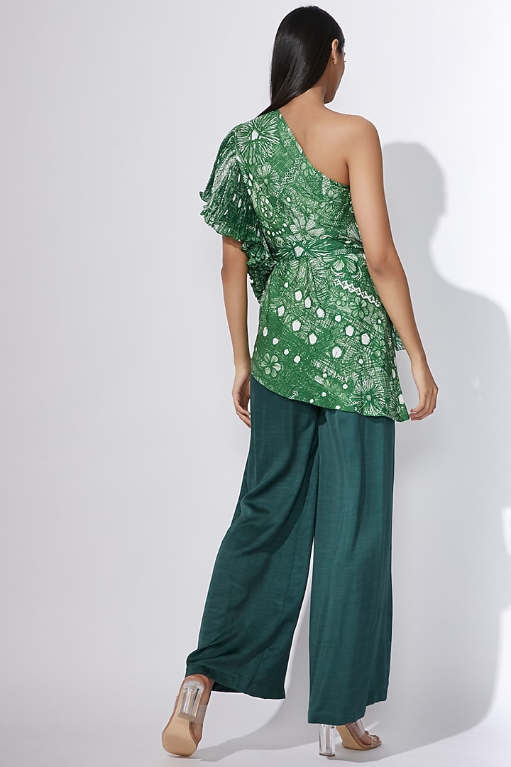Green Satin Trousers by Saaksha & Kinni at Pernia's Pop Up Shop