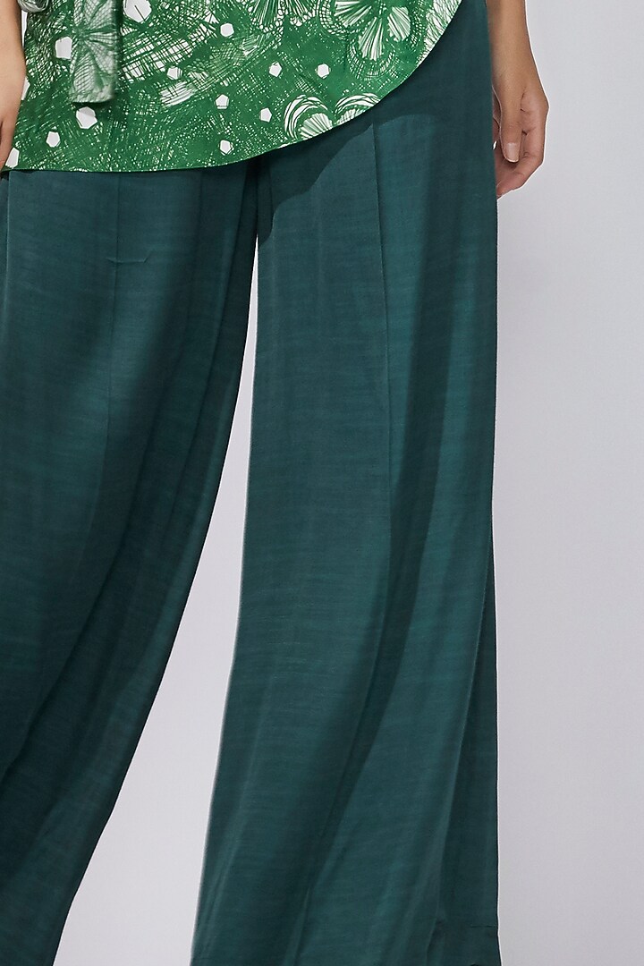 Green Satin Trousers by Saaksha & Kinni at Pernia's Pop Up Shop